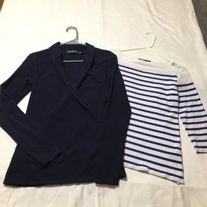 (2piece)Ralph Lauren Blue Soft Tops Med Petite